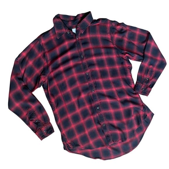 ORO Los Angeles Red Black Plaid Men's Size XXL Flannel Shirt Casual Button Front - Picture 1 of 9